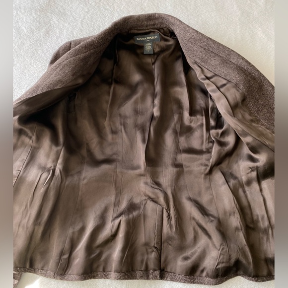 Banana Republic Factory Vintage Wool Brown Herringbone Professor Jacket sz 2 - Picture 11 of 16